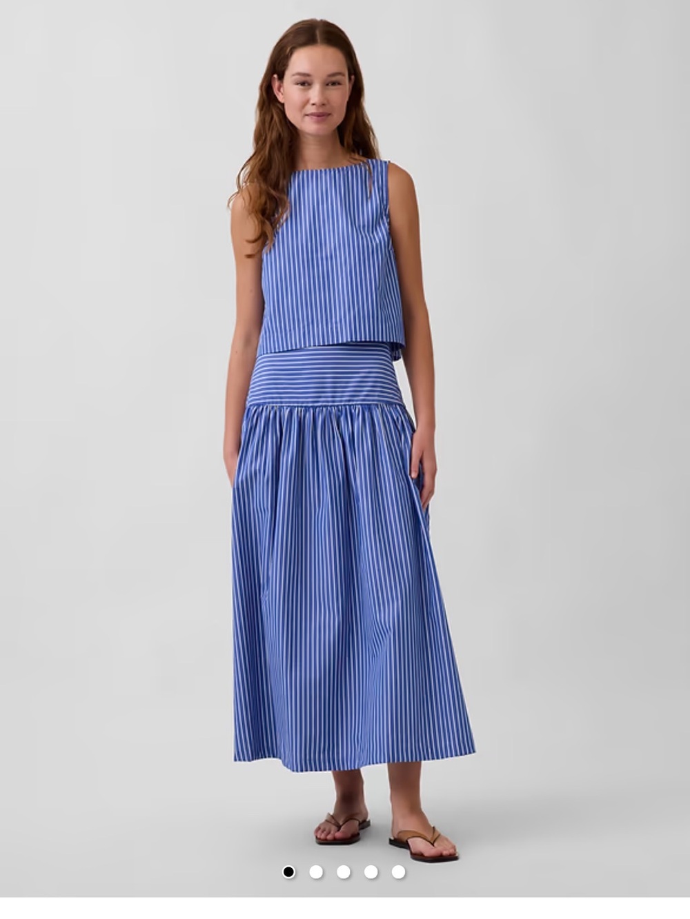 GAP Blue and White Striped Poplin drop waist Maxi Skirt and Top. Set.